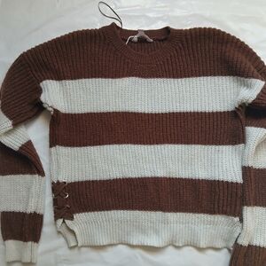 NOBO Brown & White Striped Cozy Sweater